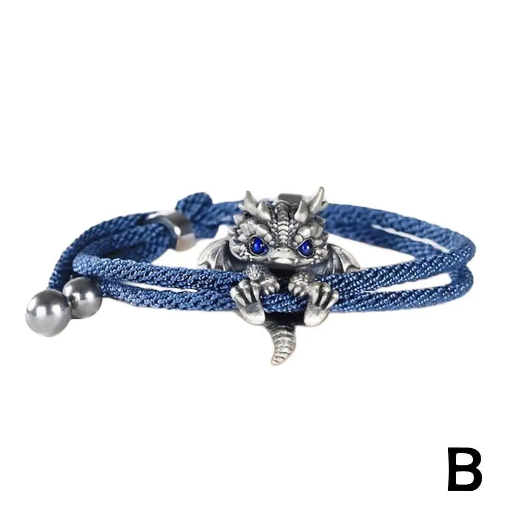 Vintage Red Rope Dragon Bracelet Bangle for Men Women Pullable Adjust Bracelet This Animal Year Good Lucky Jewelry Accessories