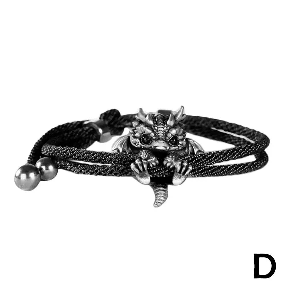 Vintage Red Rope Dragon Bracelet Bangle for Men Women Pullable Adjust Bracelet This Animal Year Good Lucky Jewelry Accessories